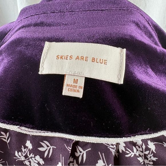 Anthropologie Skies are Blue ~ Plush Velvet Duster Coat in Dark Plum M - Picture 11 of 14